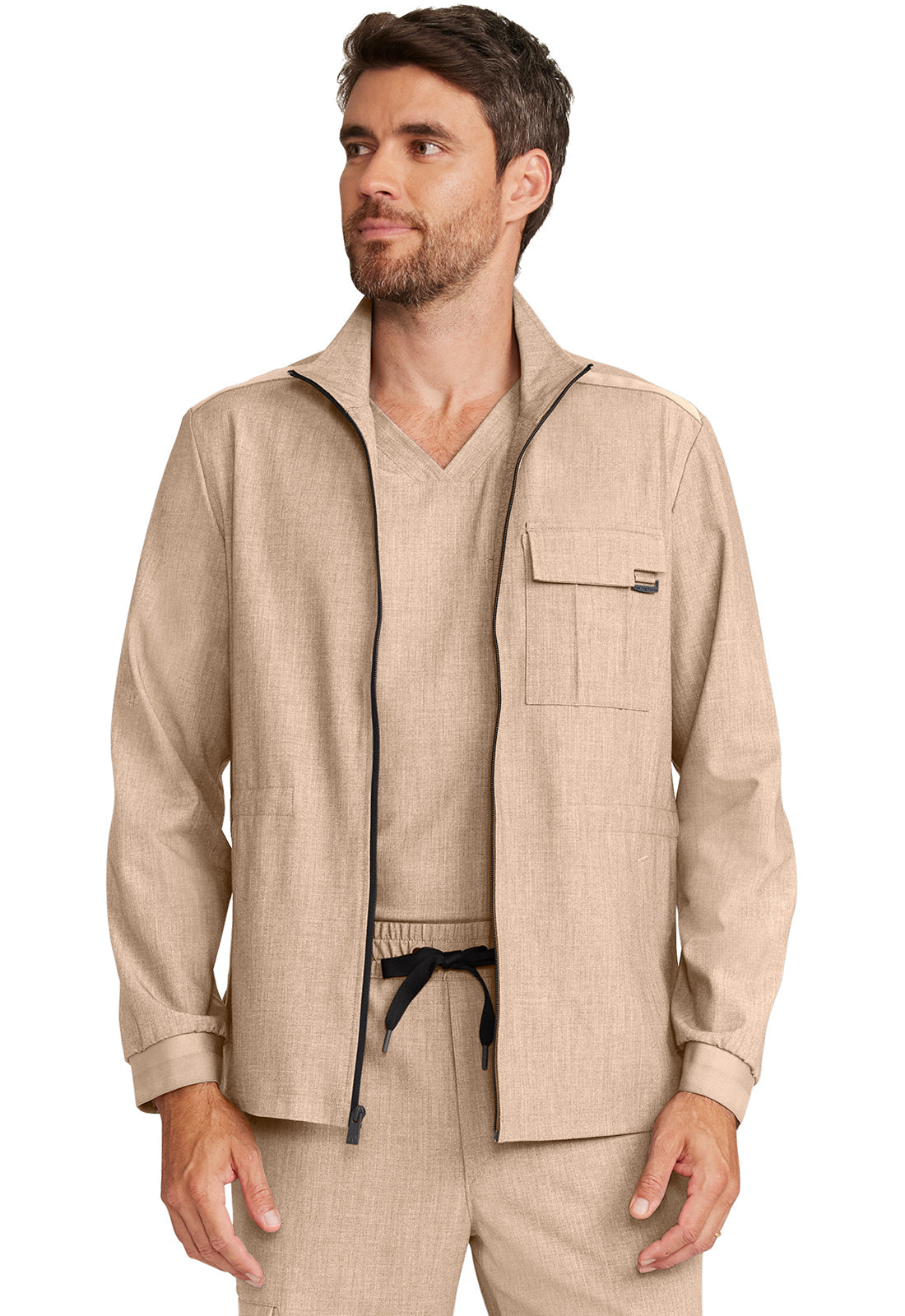 Men's Men's Zip Front Utility Jacket - Desert Taupe