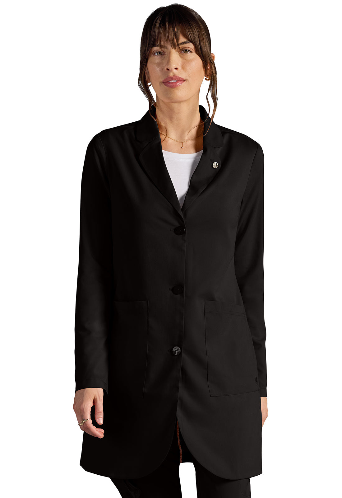Women's Vera 34" Modernist Lab Coat - DBLACK