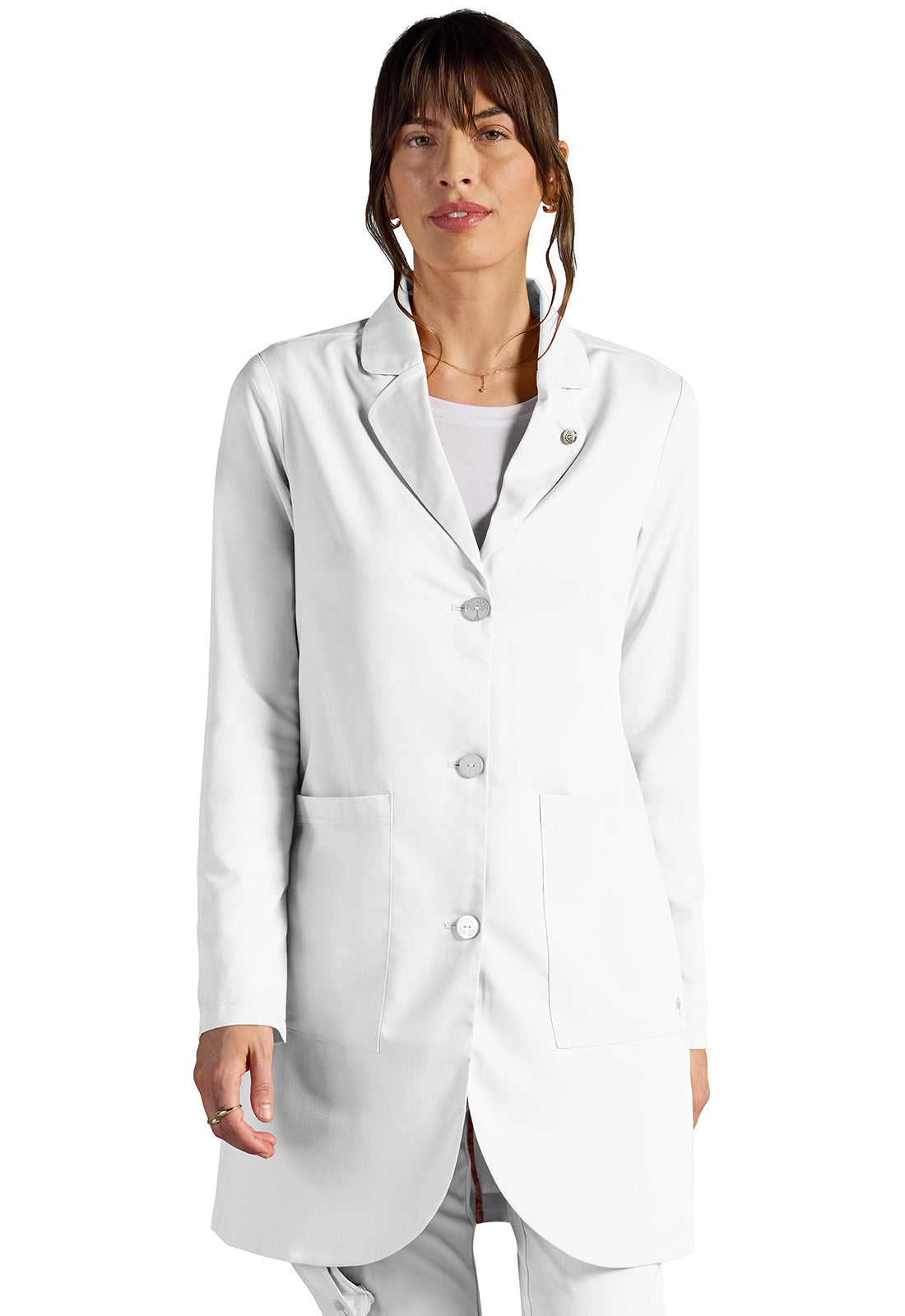 Women's Vera 34" Modernist Lab Coat - DWHITE