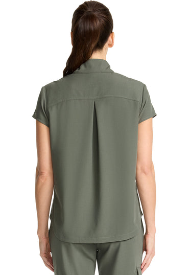 Women's Women's Partial Zip Stand Collar Top - Olive