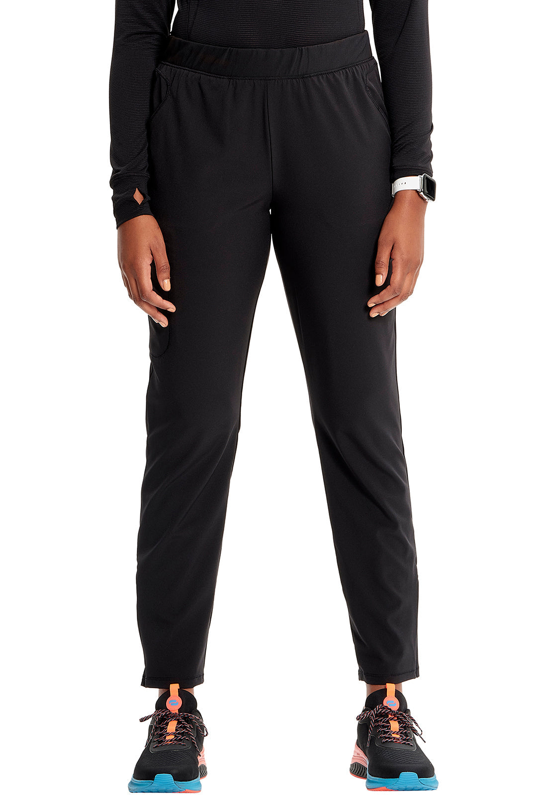 Women's Mid Rise Pull-on Tapered Leg Cargo Pant  - Black