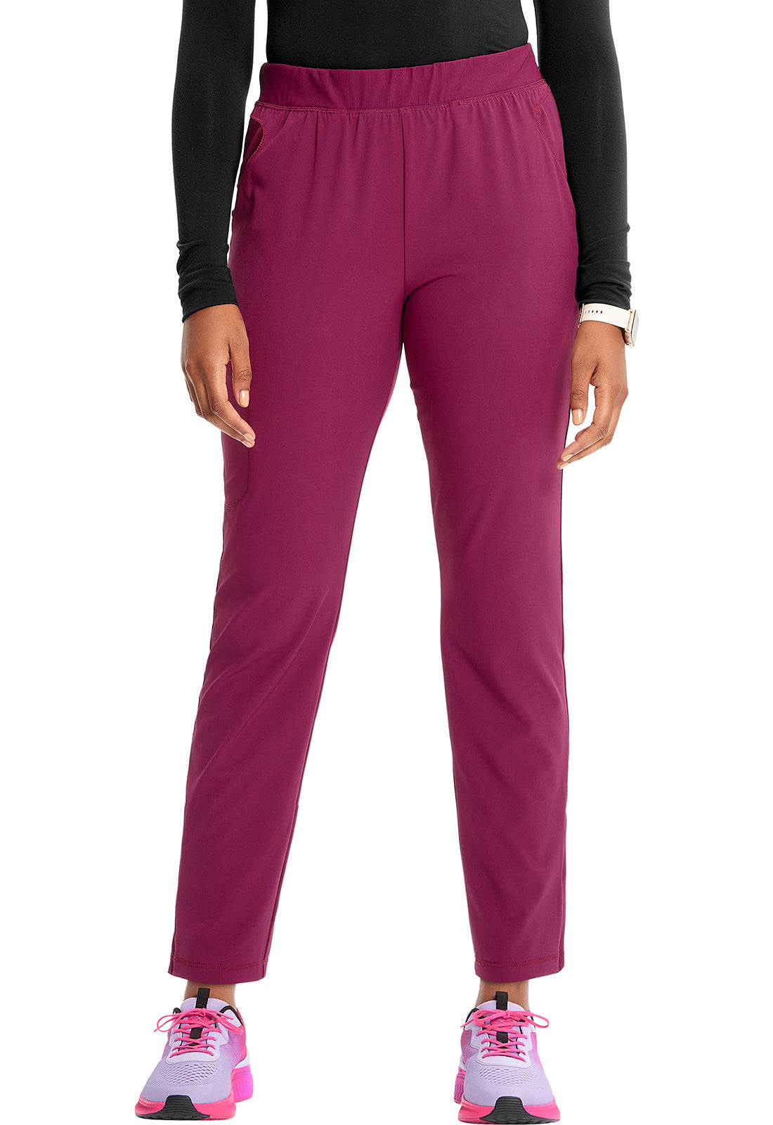 Women's Mid Rise Pull-on Tapered Leg Cargo Pant  - Wine
