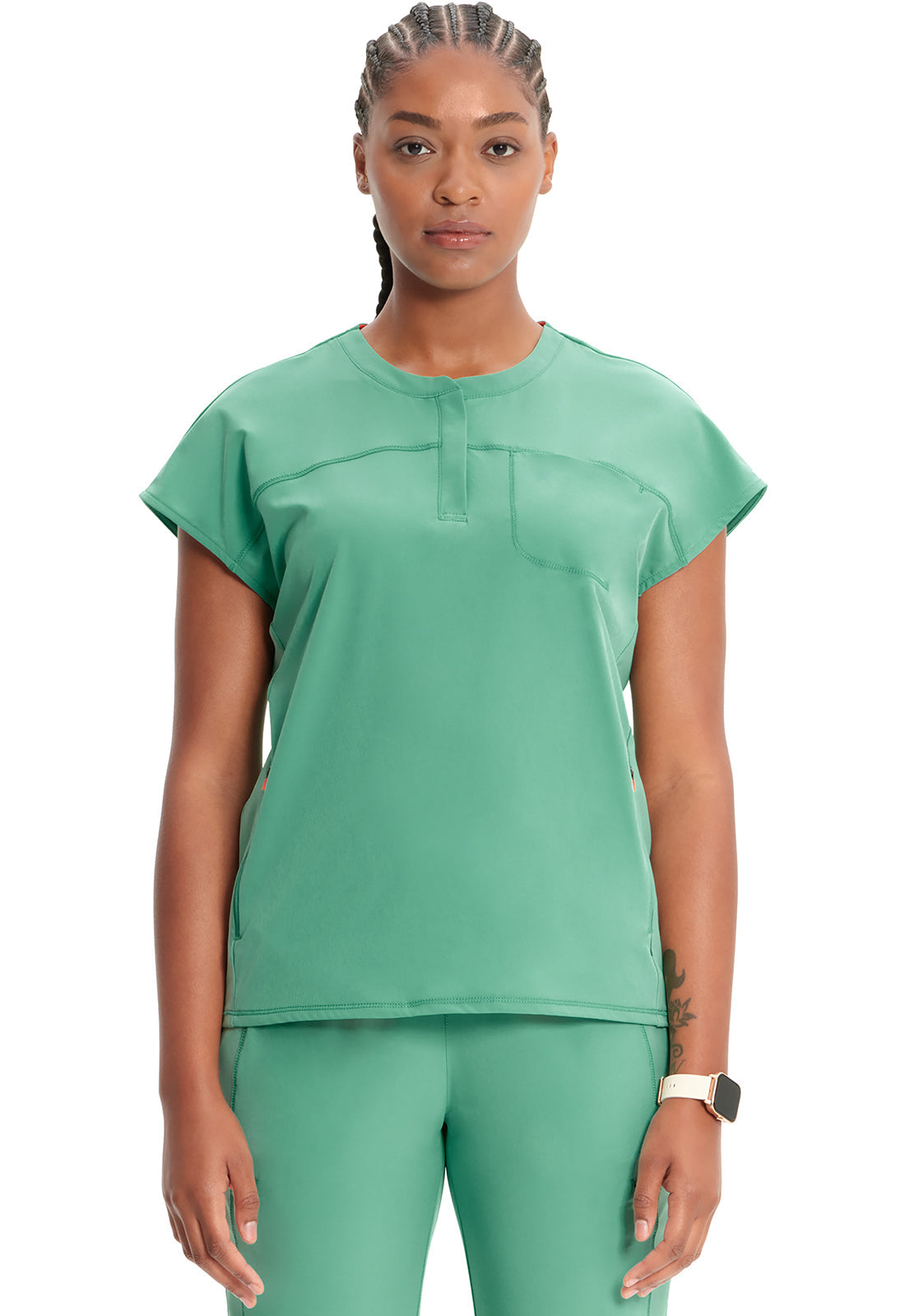 Women's Henley Top - Matcha Latte