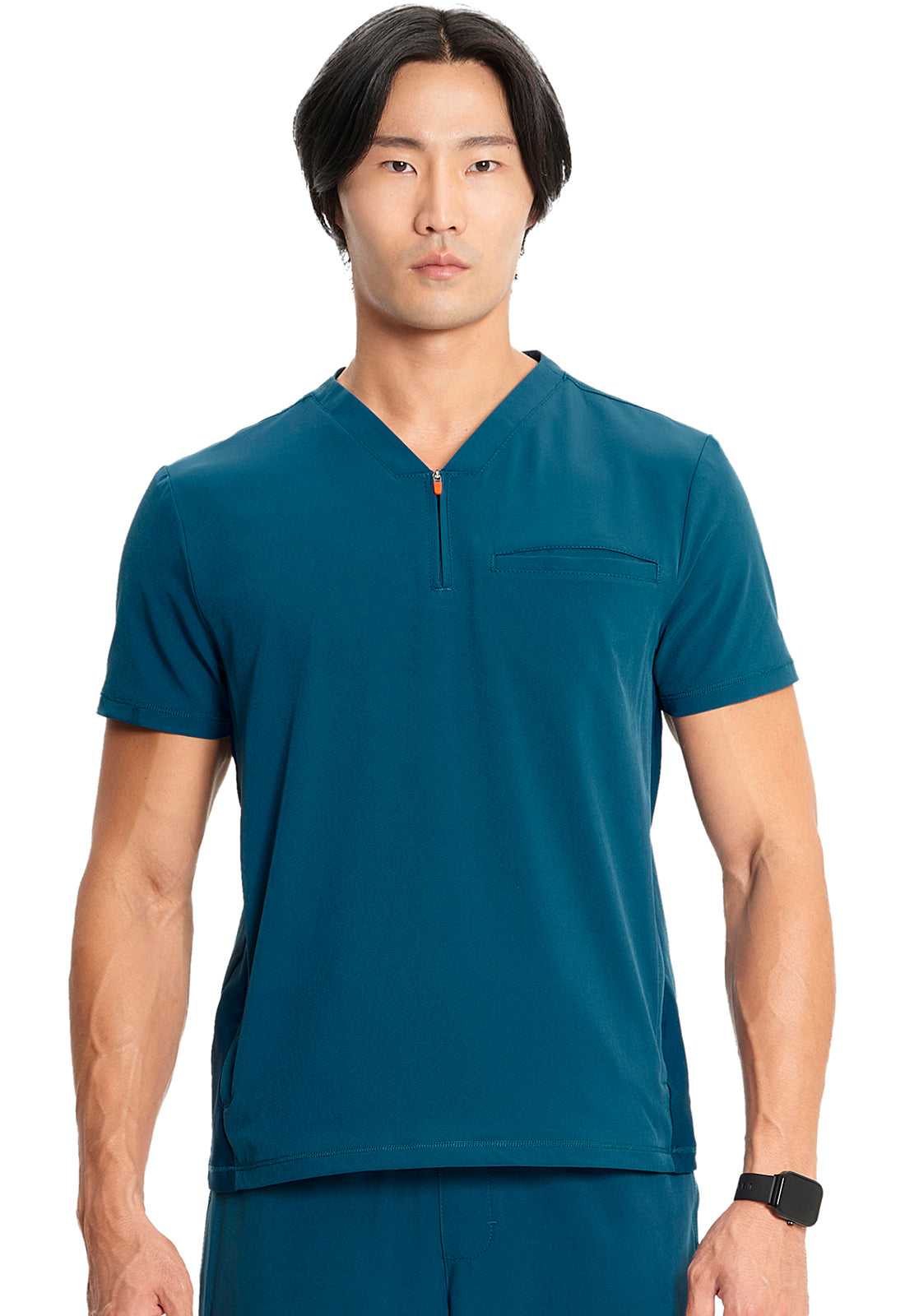 Men's Men's Partial Zip V-Neck Top - Caribbean Blue