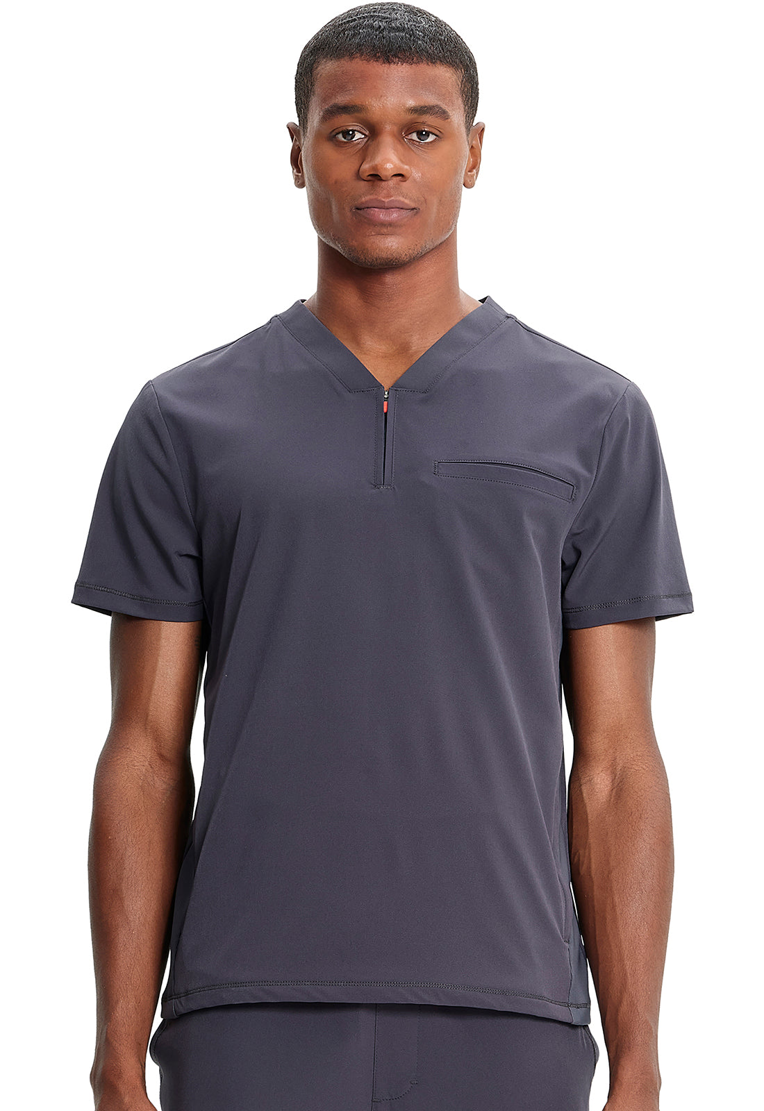 Men's Men's Partial Zip V-Neck Top - Pewter