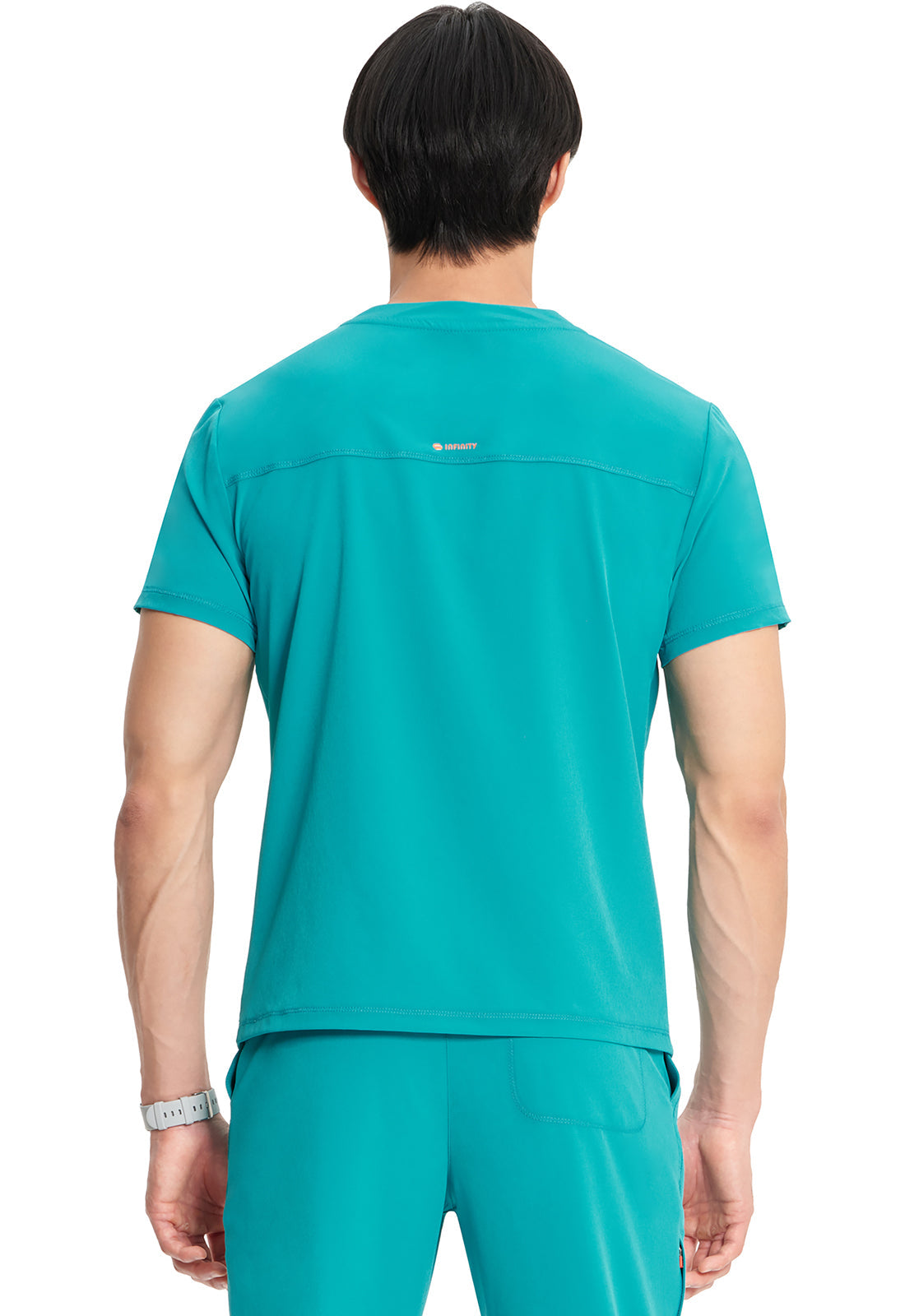 Men's Men's Partial Zip V-Neck Top - Teal Blue