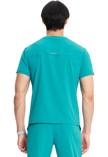 Men's Men's Partial Zip V-Neck Top - Teal Blue