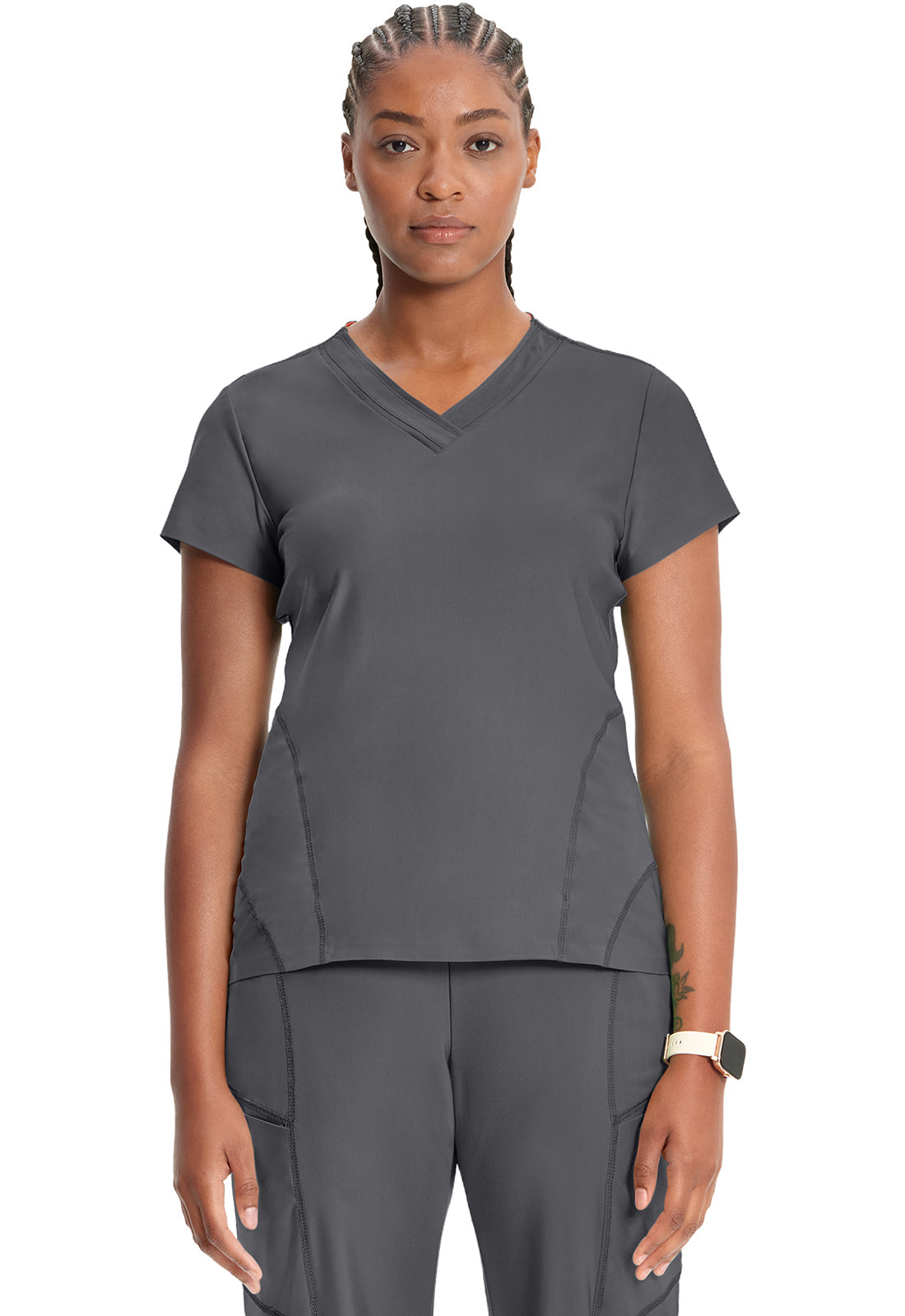 Women's Knit V-Neck Top - Pewter