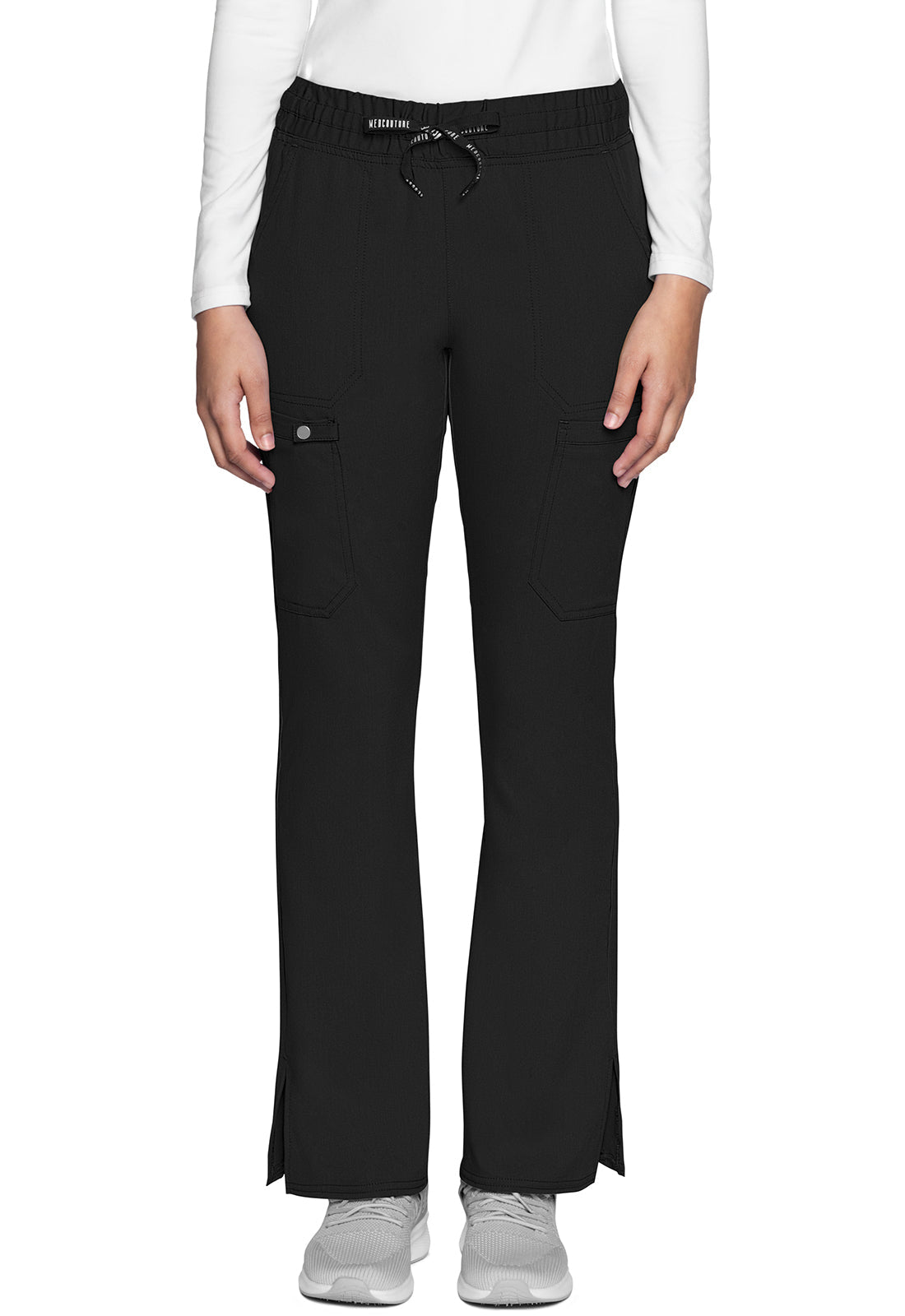 Women's Natural Rise Drawstring Flare Leg Pant - Black