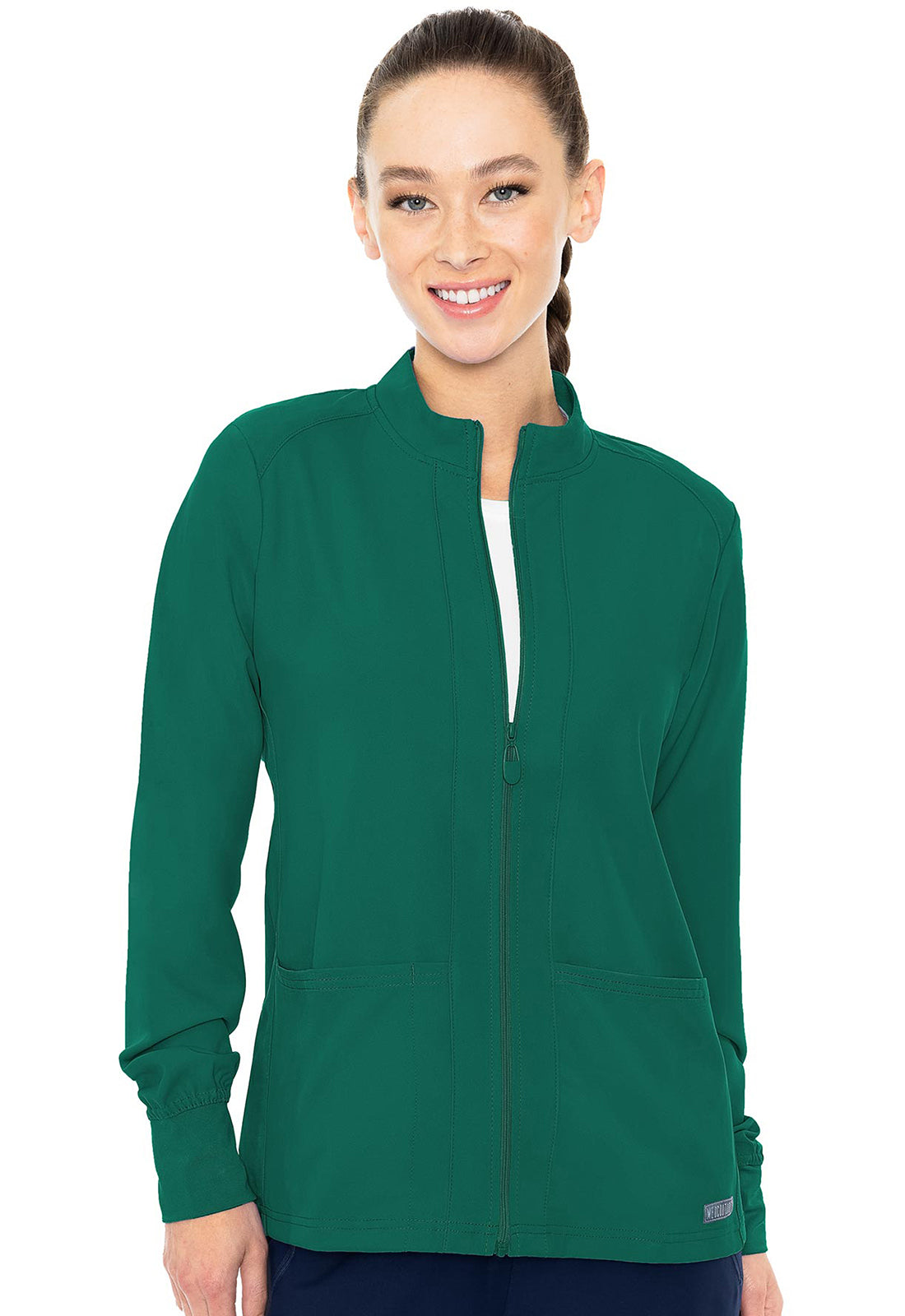 Women's Zip Front Warm-Up With Shoulder Yokes - Hunter Green