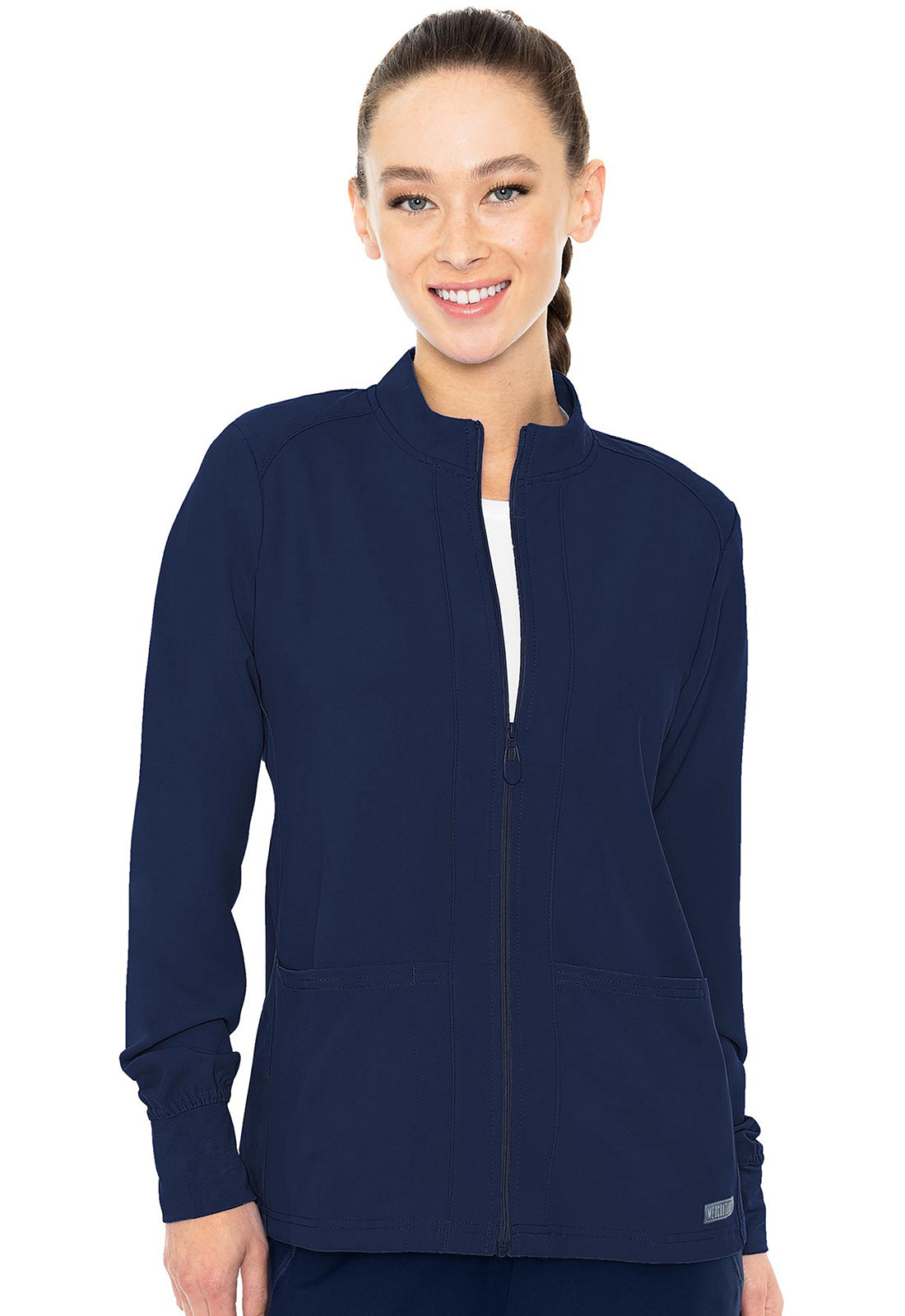 Women's Zip Front Warm-Up With Shoulder Yokes - Navy
