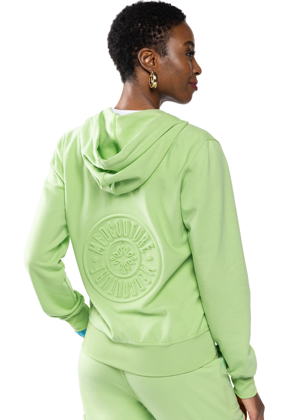 Women's Fleece Zip Front Logo Hoodie - Cyber Lime