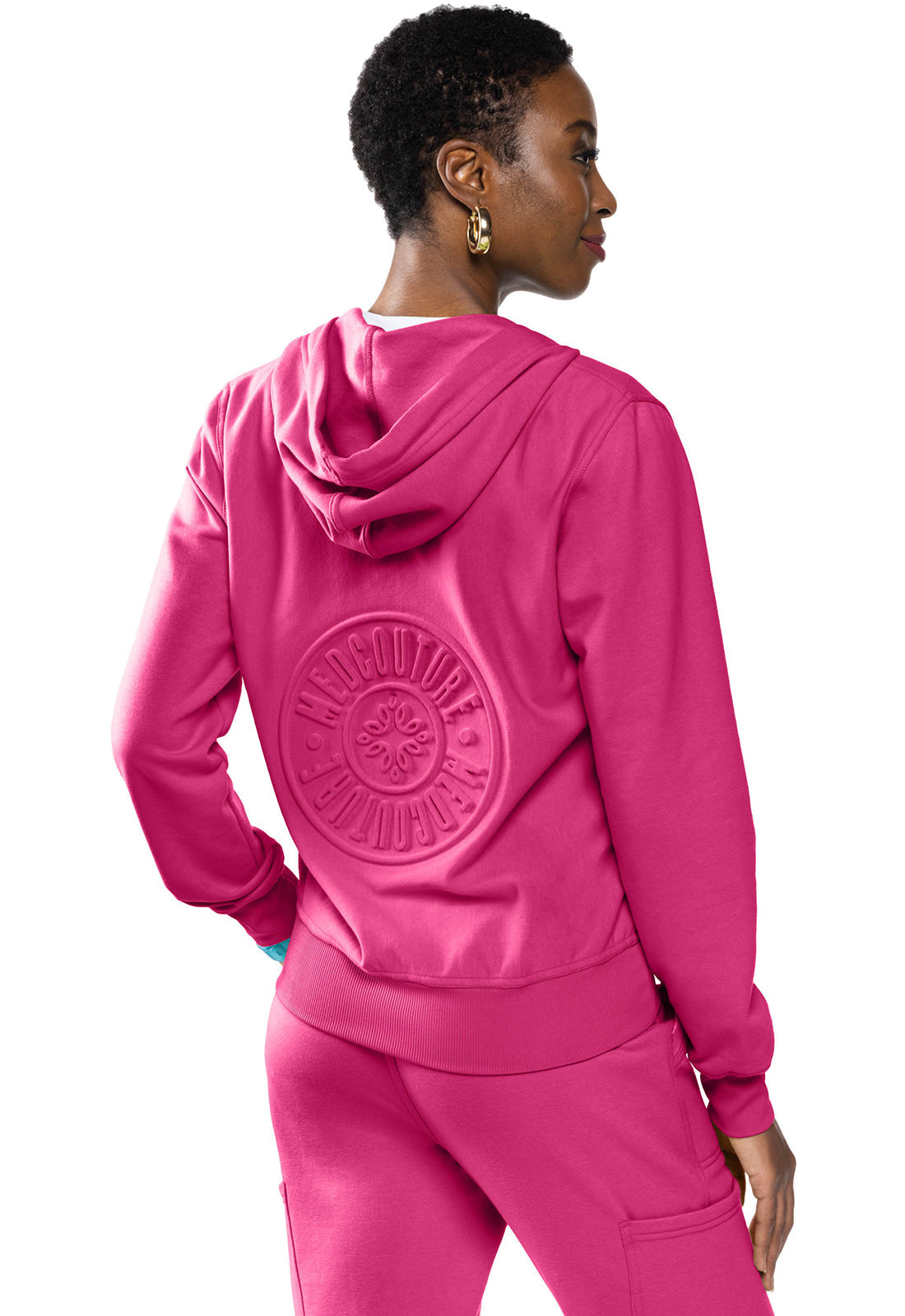 Women's Fleece Zip Front Logo Hoodie - Pink Power