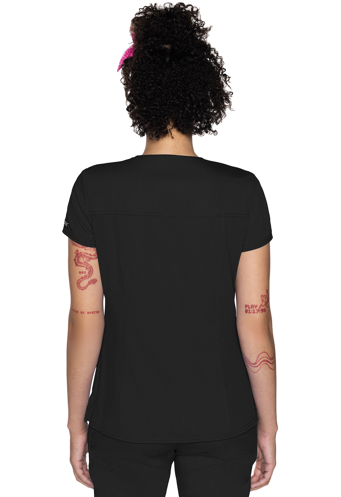 Women's  Split Round Neck Top - Black