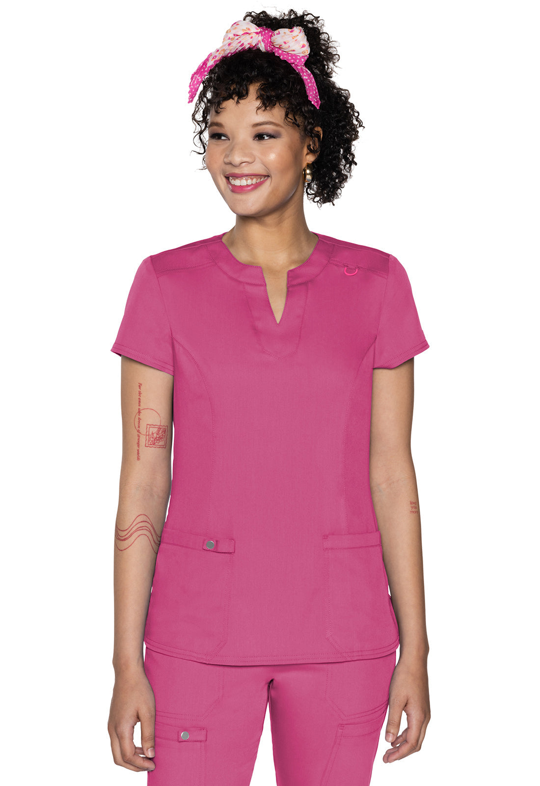 Women's  Split Round Neck Top - Raspberry Tart