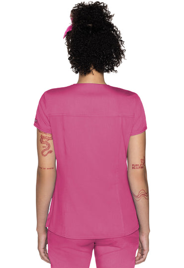 Women's  Split Round Neck Top - Raspberry Tart