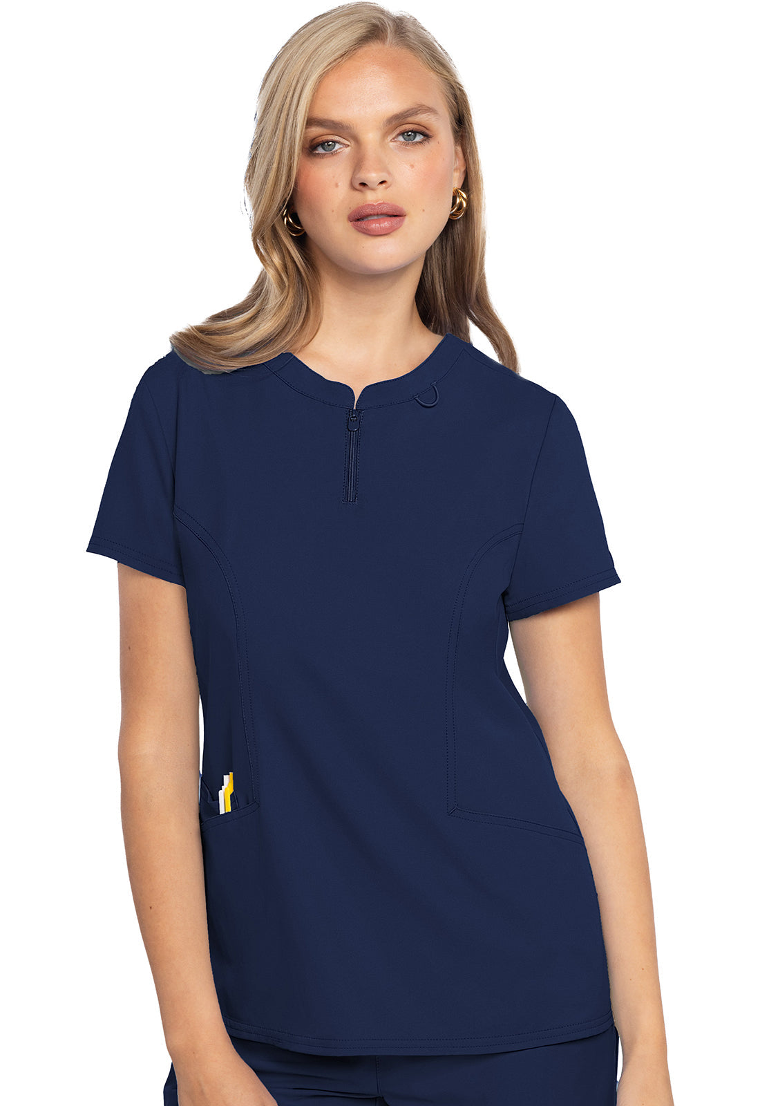 Women's Zip Front Henley Top - Navy