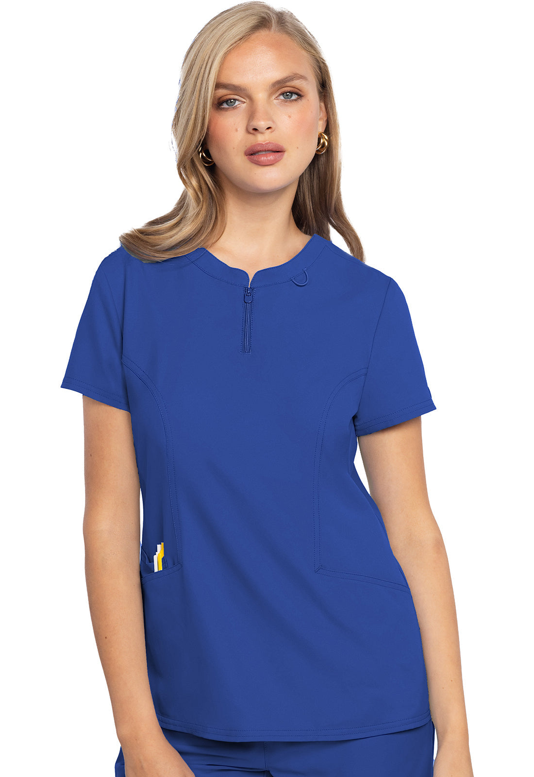 Women's Zip Front Henley Top - Royal