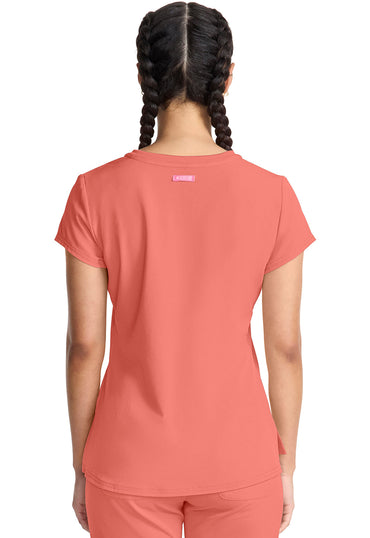Women's Quarter Zip V-Neck Tuckable Top - Coral Fusion