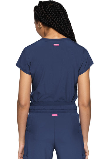 Women's Quarter Zip V-Neck Tuckable Top - Navy
