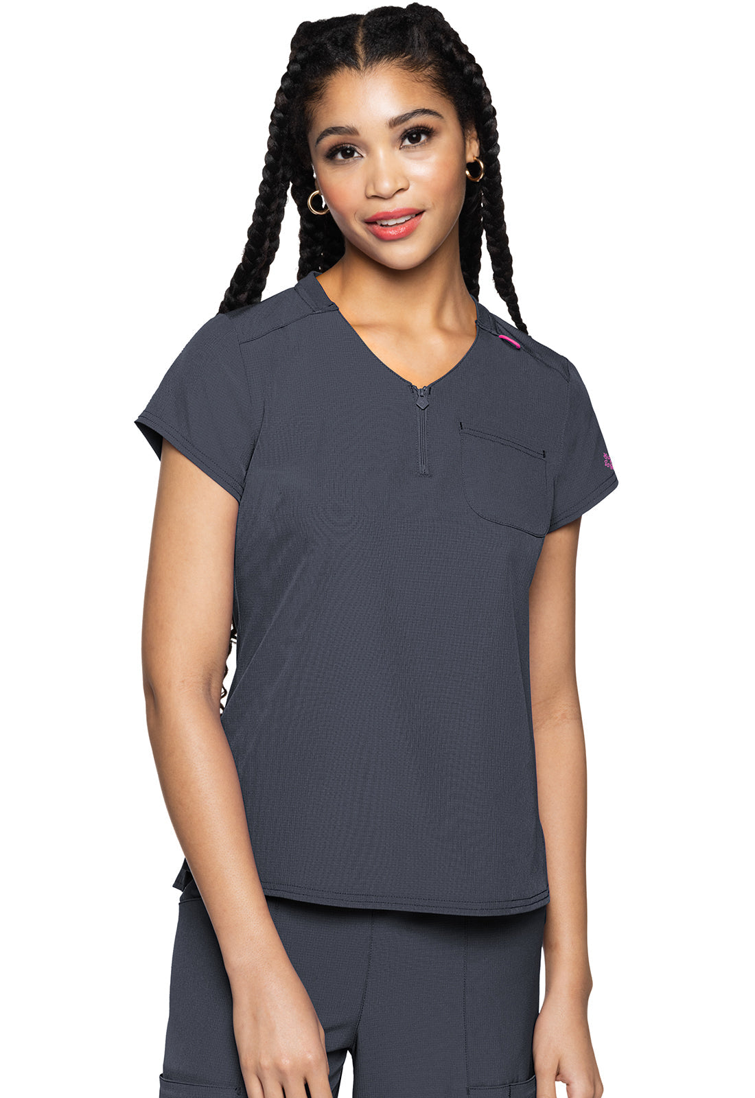 Women's Quarter Zip V-Neck Tuckable Top - Pewter