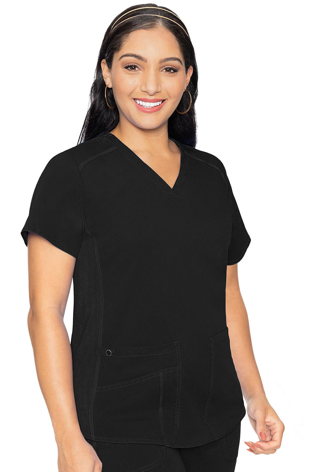 Women's V-Neck Shirttail Top - Black
