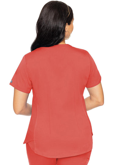 Women's V-Neck Shirttail Top - Coral