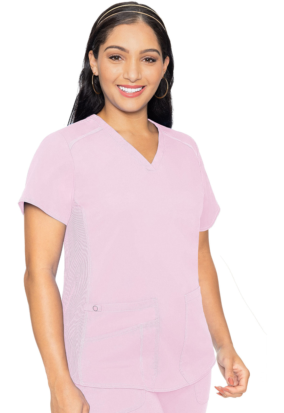 Women's V-Neck Shirttail Top - Ice Pink