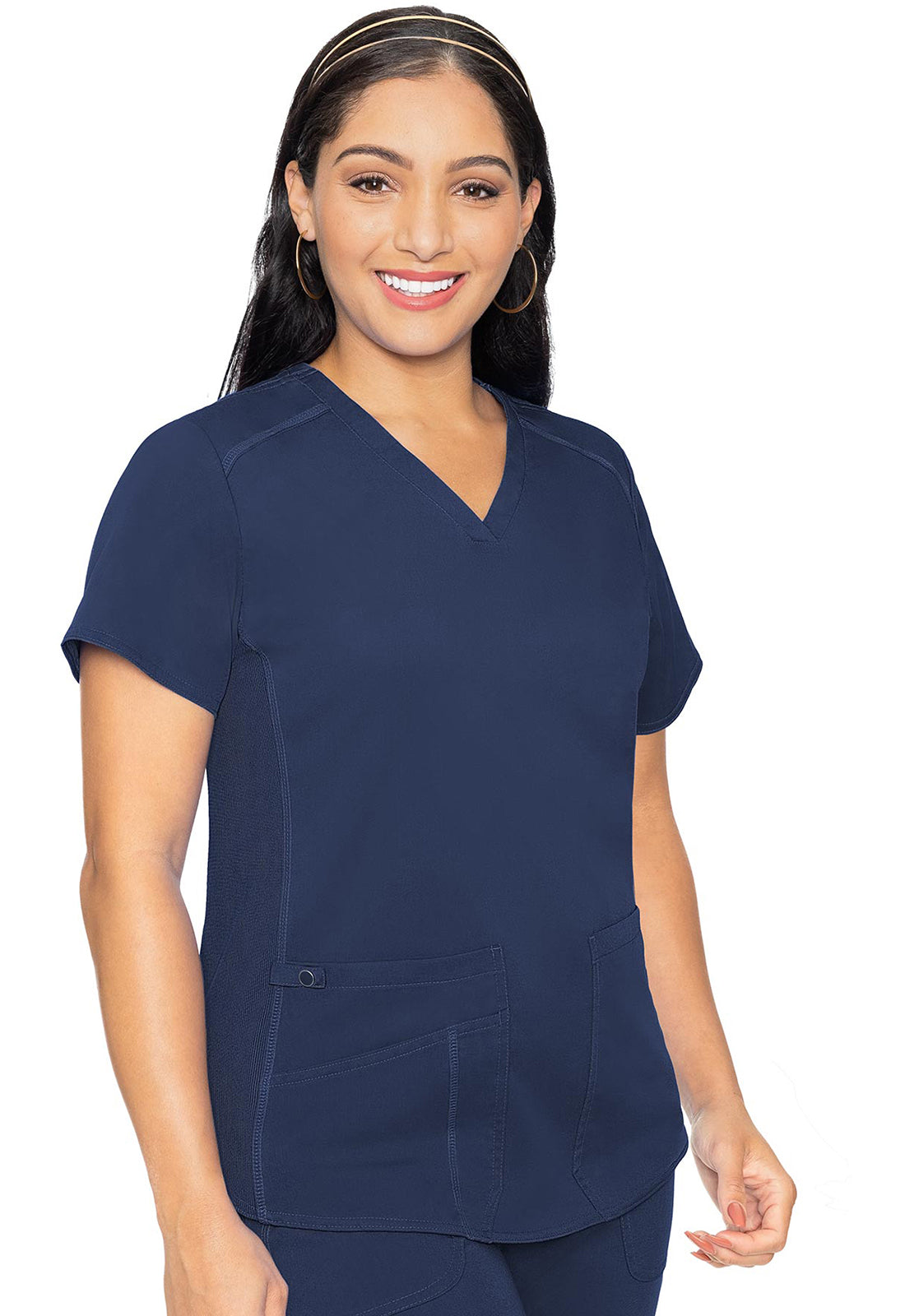 Women's V-Neck Shirttail Top - Navy