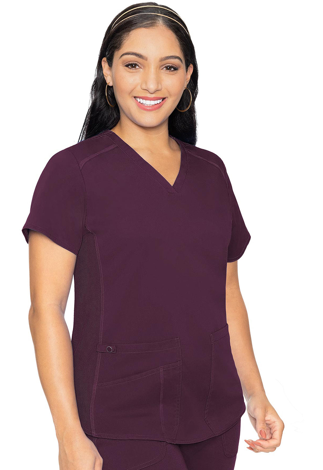 Women's V-Neck Shirttail Top - Wine