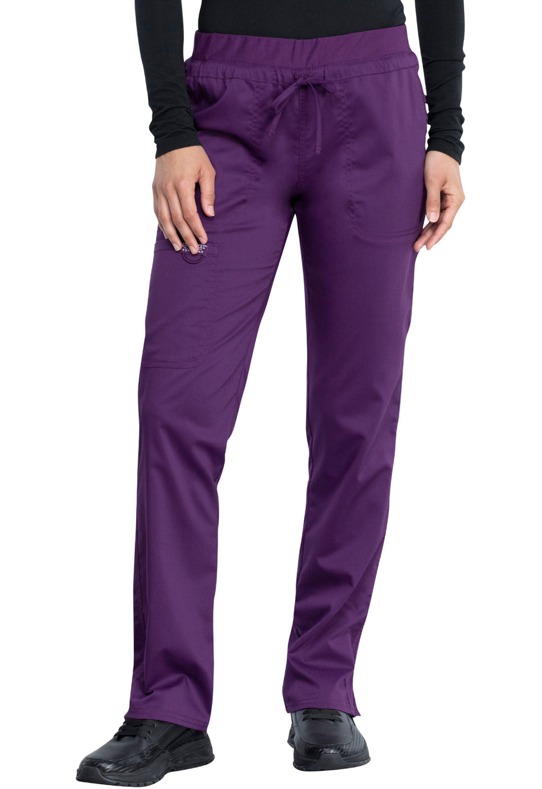 Women's Mid Rise Tapered Leg Drawstring Pant - Eggplant