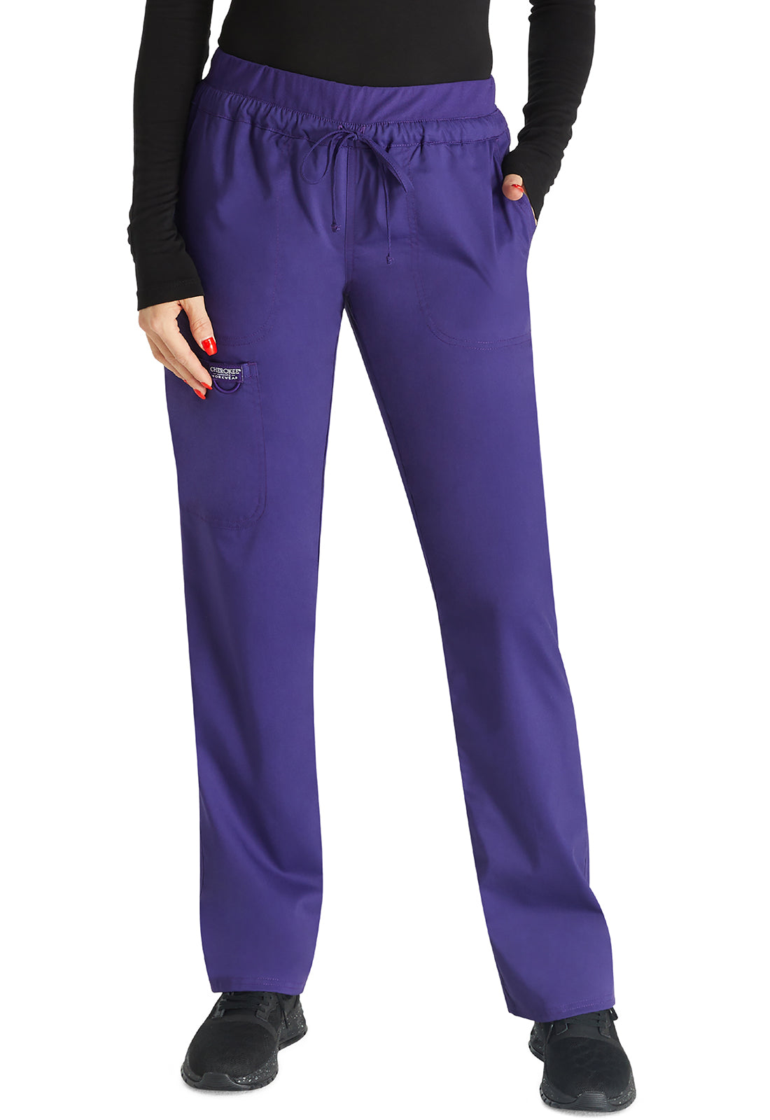 Women's Mid Rise Tapered Leg Drawstring Pant - Grape