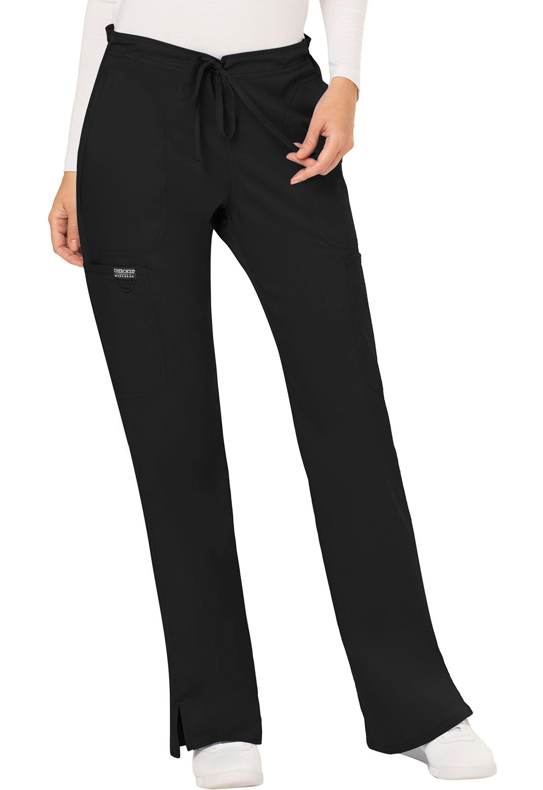Women's Mid Rise Moderate Flare Drawstring Pant - Black