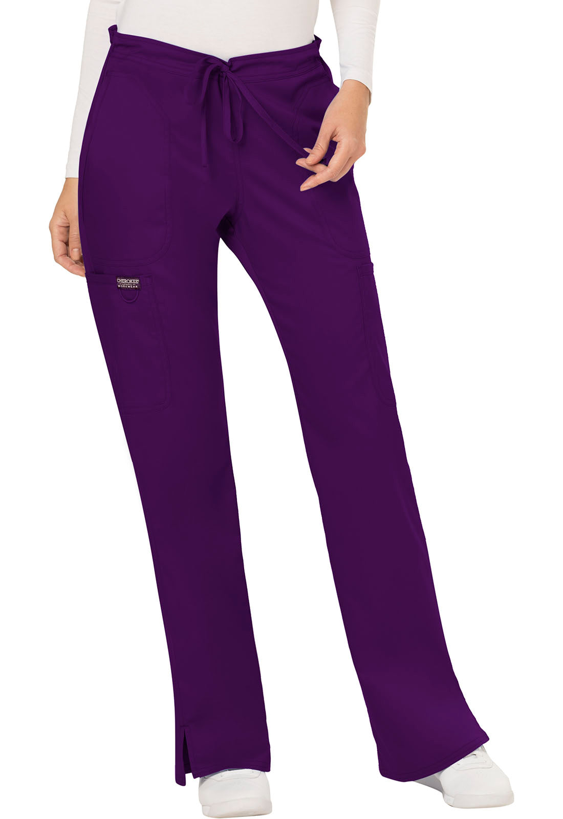 Women's Mid Rise Moderate Flare Drawstring Pant - Eggplant