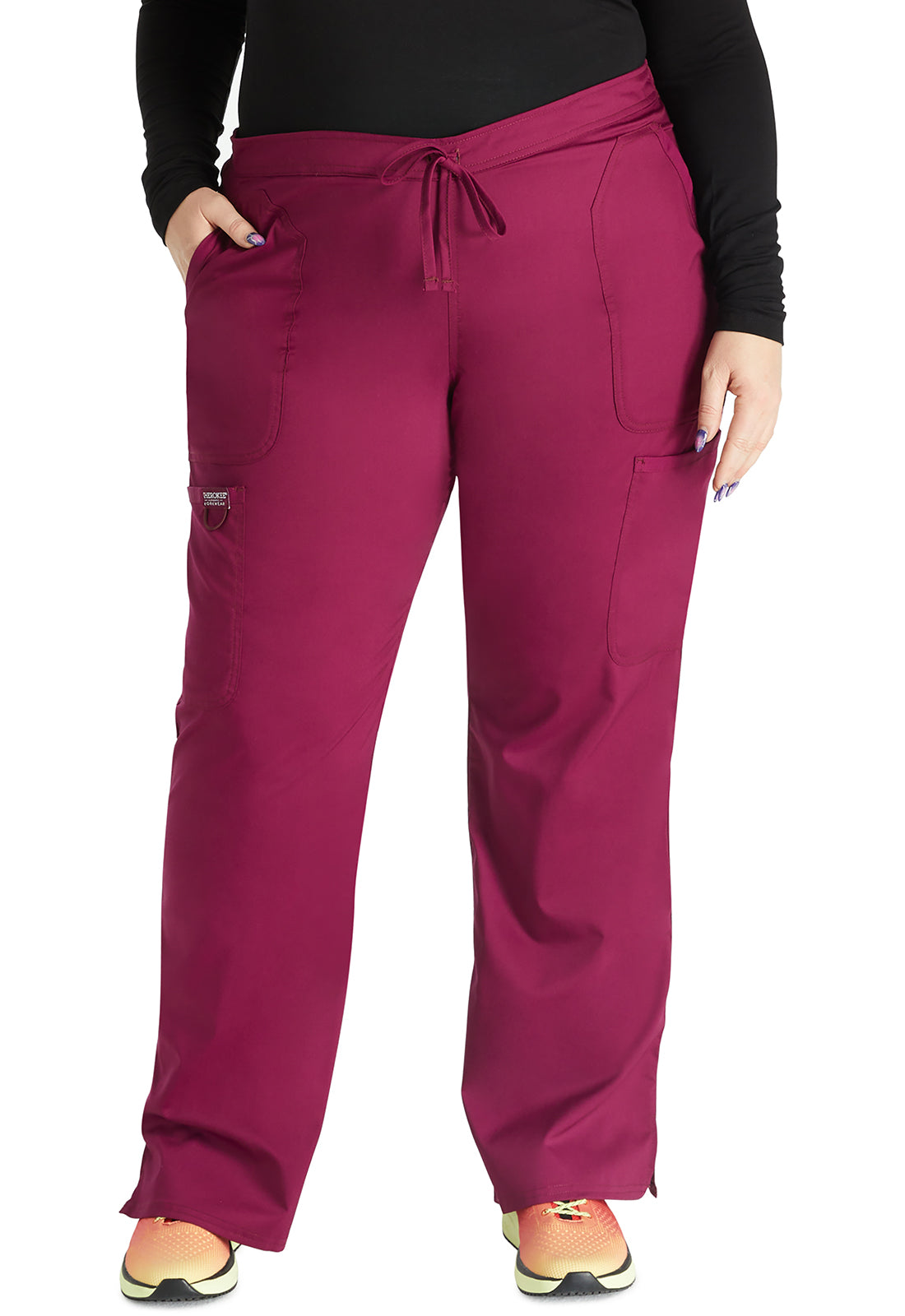 Women's Mid Rise Moderate Flare Drawstring Pant - Wine