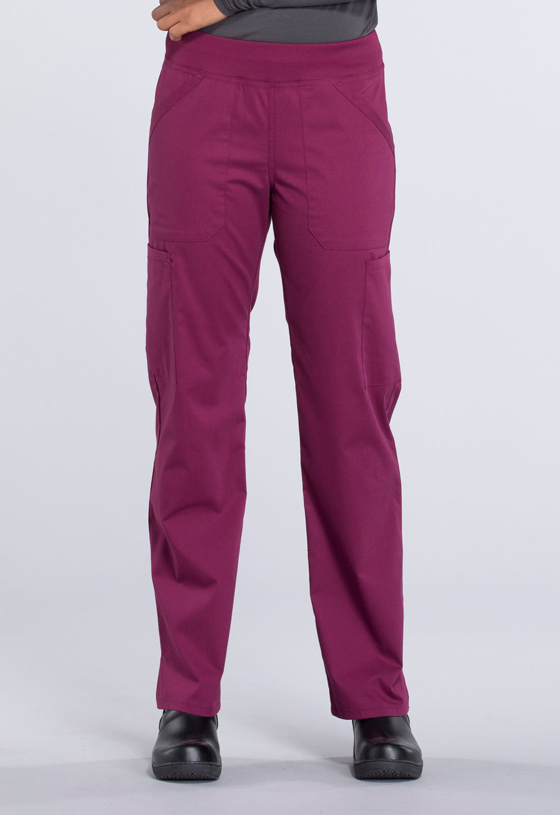 Women's Mid Rise Straight Leg Pull-on Cargo Pant - Wine