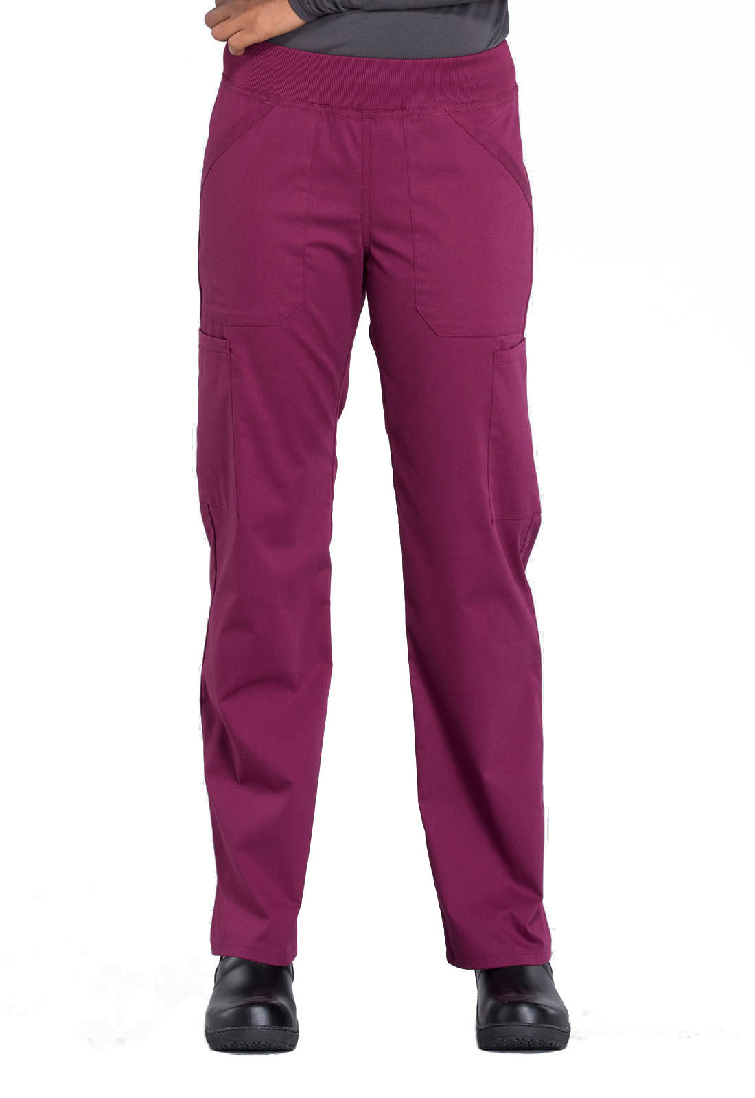 Women's Mid Rise Straight Leg Pull-on Cargo Pant - Wine