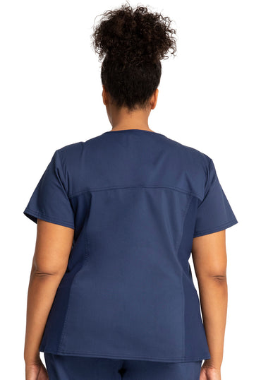 Women's V-Neck Knit Panel Top - Navy