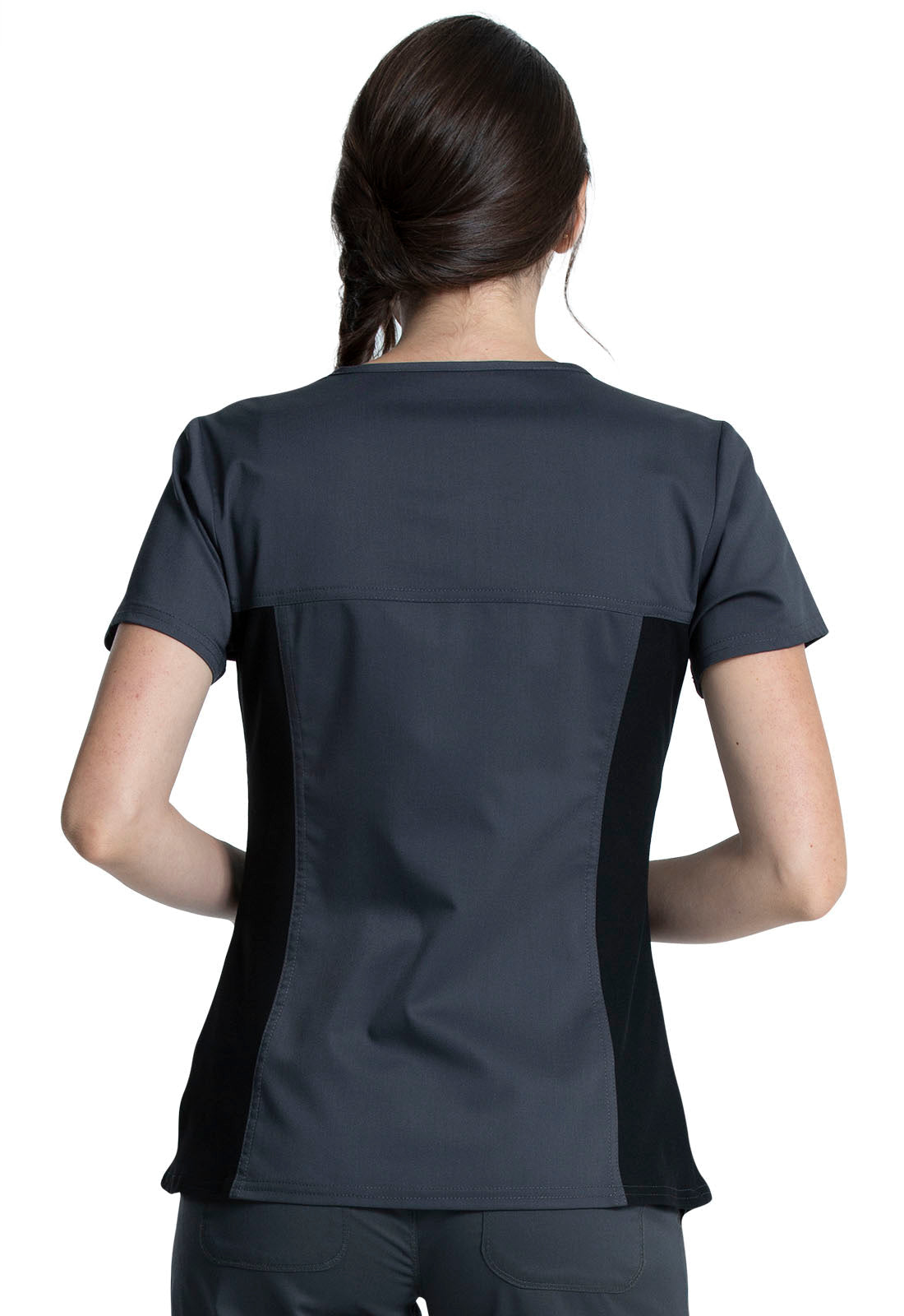 Women's V-Neck Knit Panel Top - Pewter