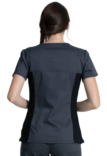 Women's V-Neck Knit Panel Top - Pewter