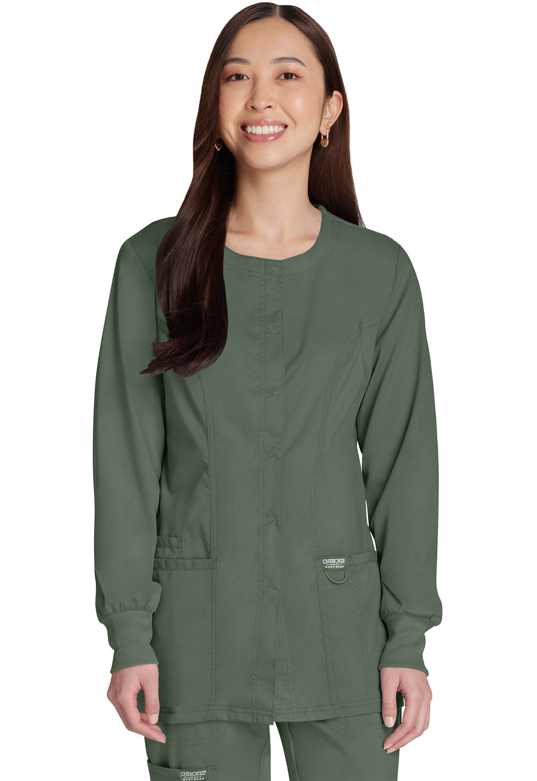 Women's Snap Front Jacket - Olive
