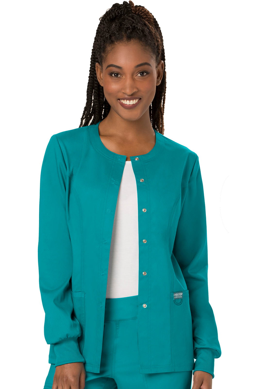 Women's Snap Front Jacket - Teal Blue