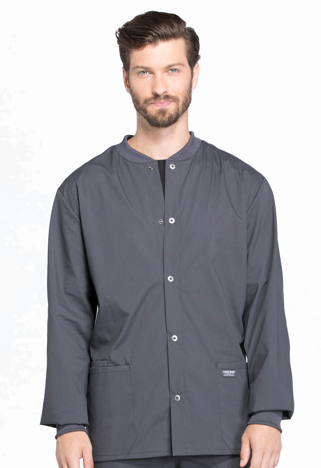 Cherokee Workwear - Men's Men's Snap Front Jacket - Pewter