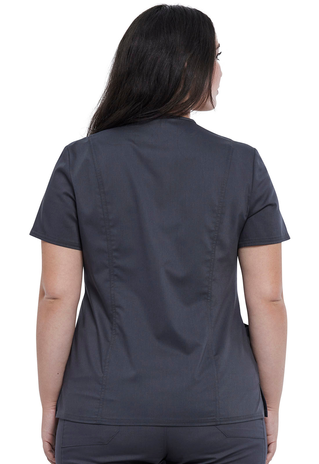 Women's Snap Front V-Neck Top - Pewter