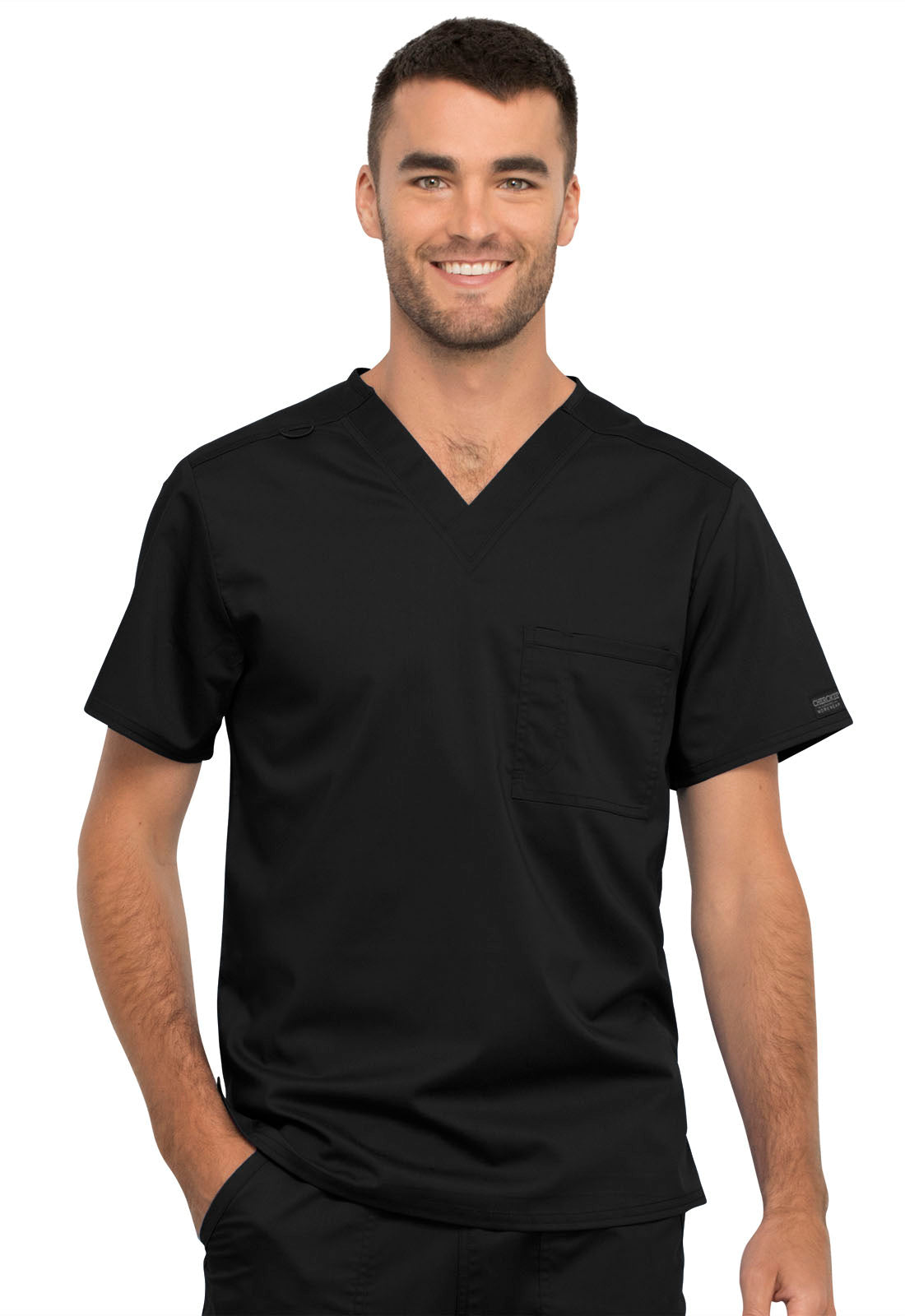 Unisex Unisex 1 Pocket Tuckable V-Neck Top - Black