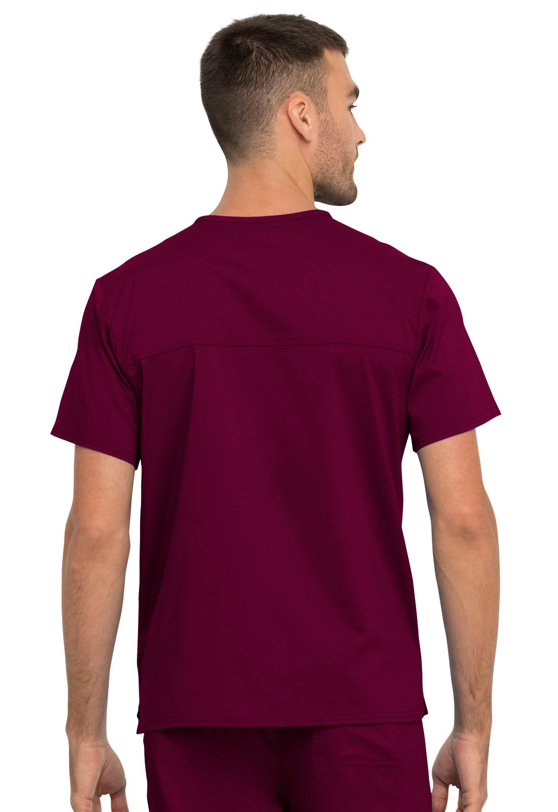 Unisex Unisex 1 Pocket Tuckable V-Neck Top - Wine