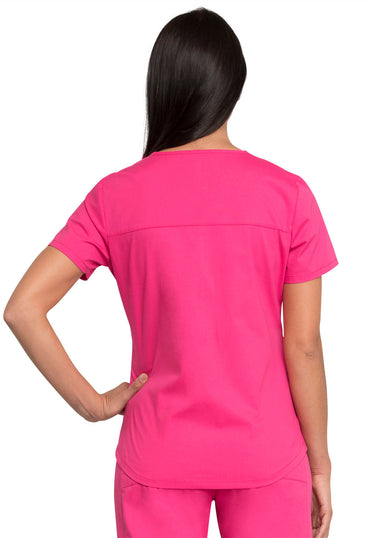 Women's V-Neck Top - Electric Pink
