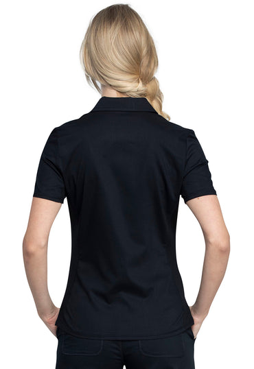 Women's Tuckable Snap Front Polo Shirt - Black