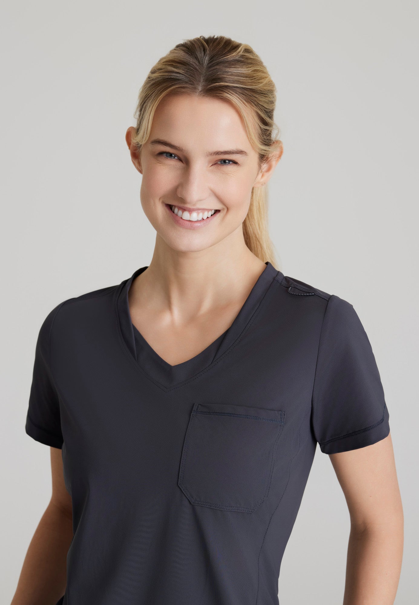 Flow Knit Top - Pewter - Jen's Scrubs