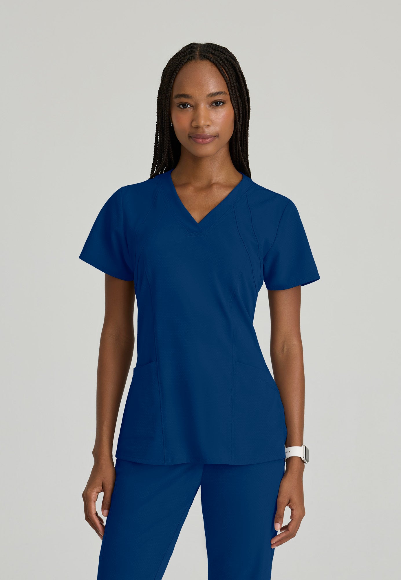 Racer Top - Indigo Digital Hex Jacquard - Jen's Scrubs